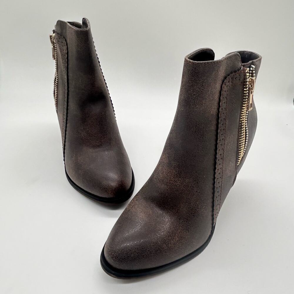 Forever Boots Womens 6 Brown Camila-65 Block Heel Ankle Booties NEW
